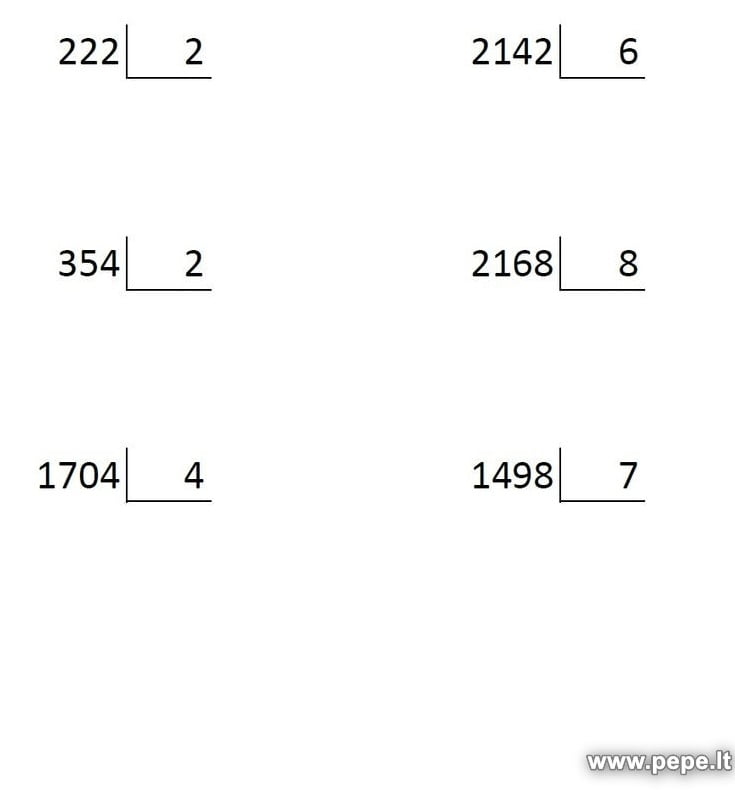 Matematikai osztás oszloponként.