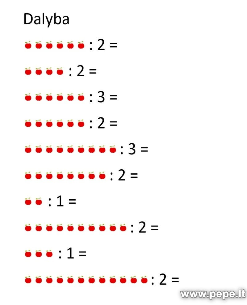 Membagi matematika secara visual. untuk siswa kelas satu