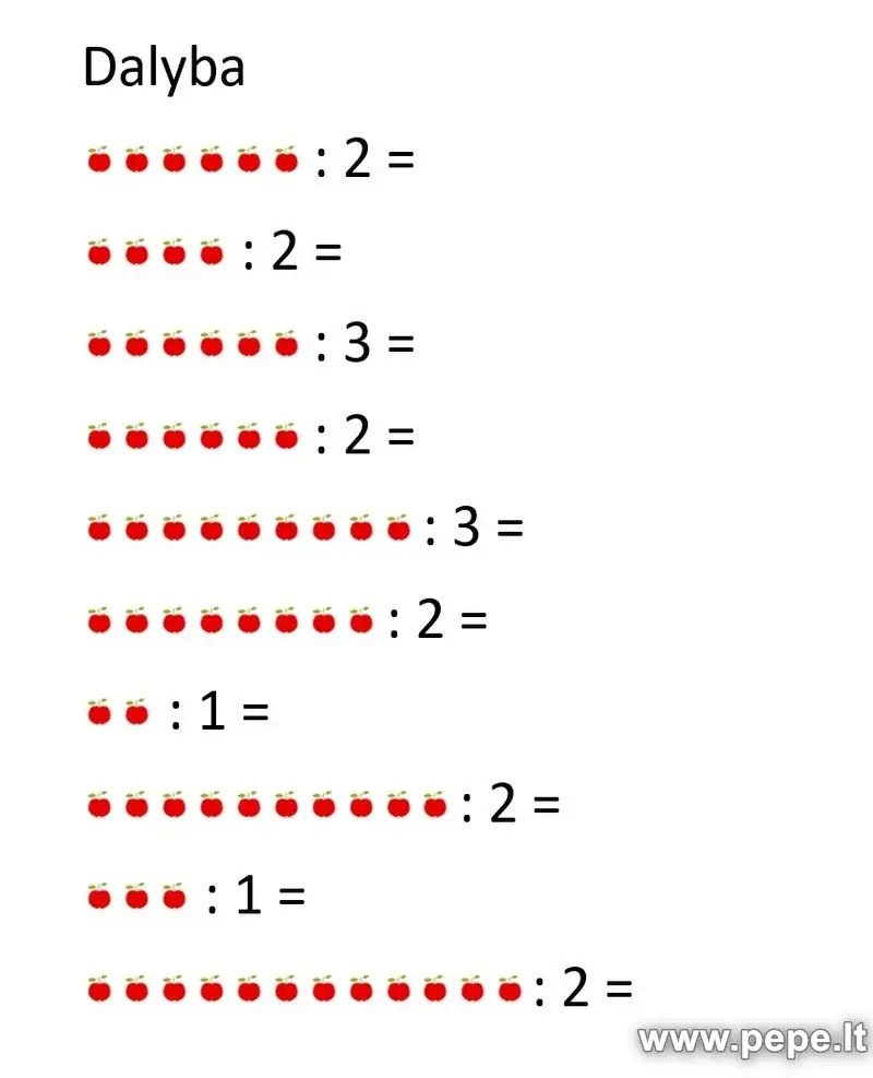 Dělení matematiky vizuálně. pro prvňáčky