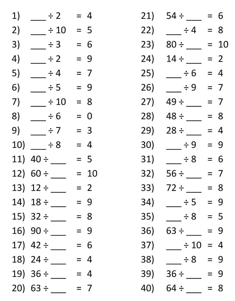 Matematyka - wpisz liczbę, dzielenie.