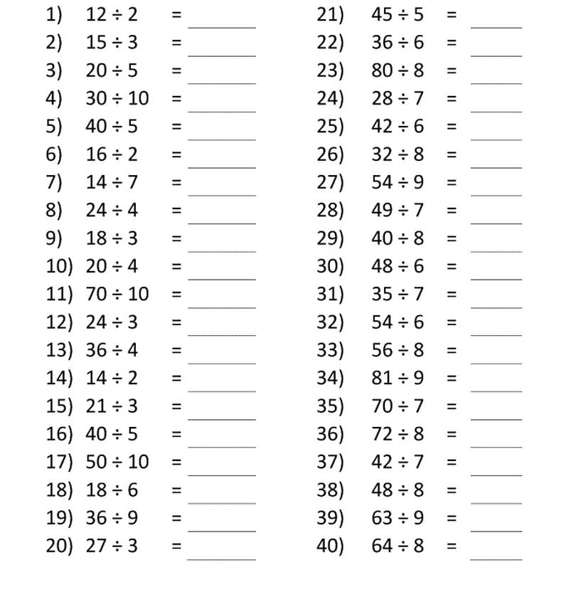 Matematik bo'linish vazifasi.
