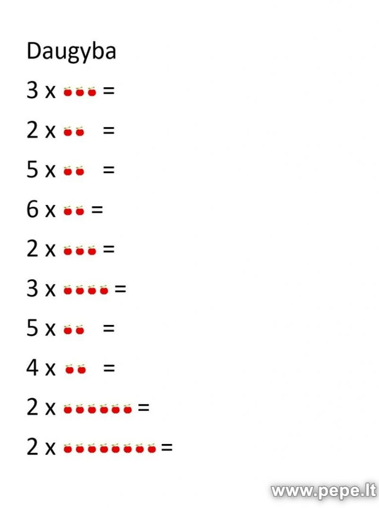 Tareas de multiplicación para primero y segundo grado.