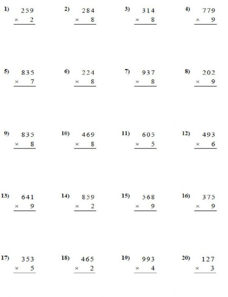 数学の掛け算の問題、表。