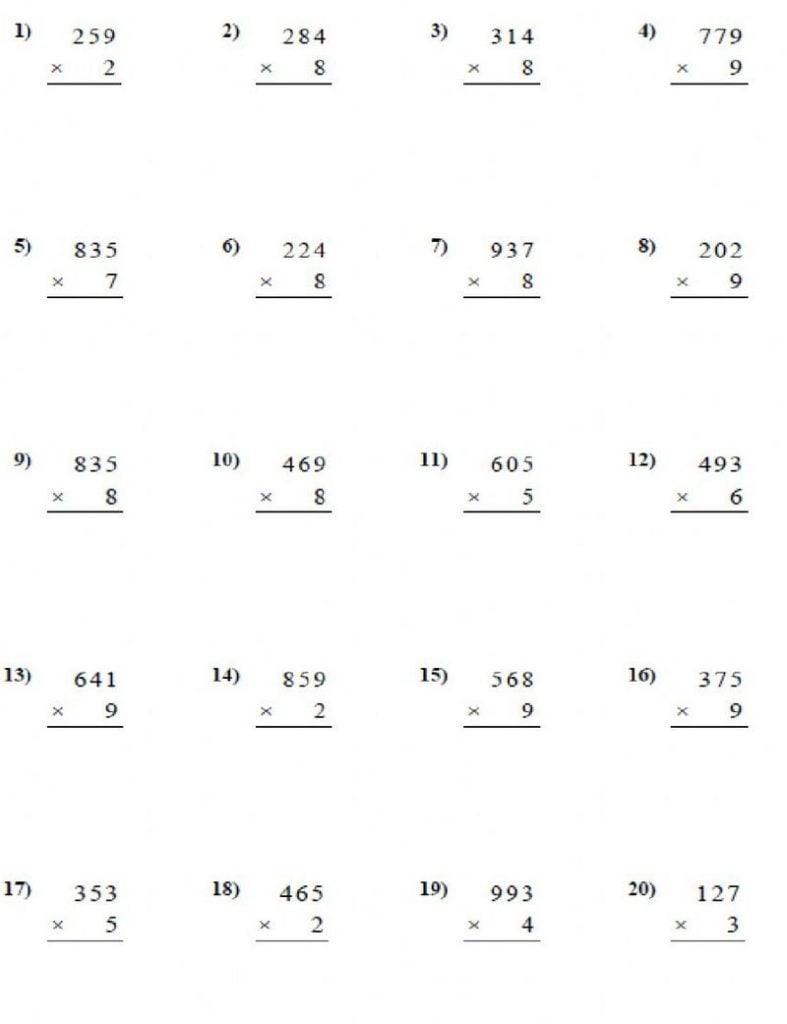 Mga problema sa pagpaparami ng matematika, talahanayan.