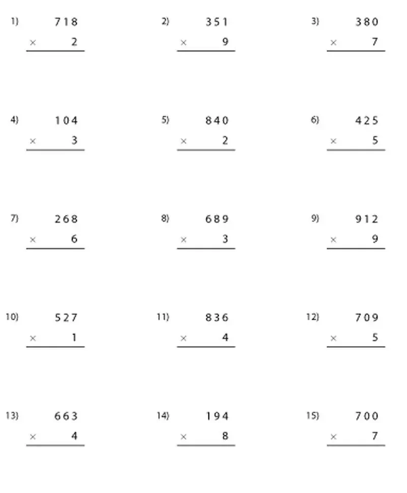 Multiplicación para sexto grado.