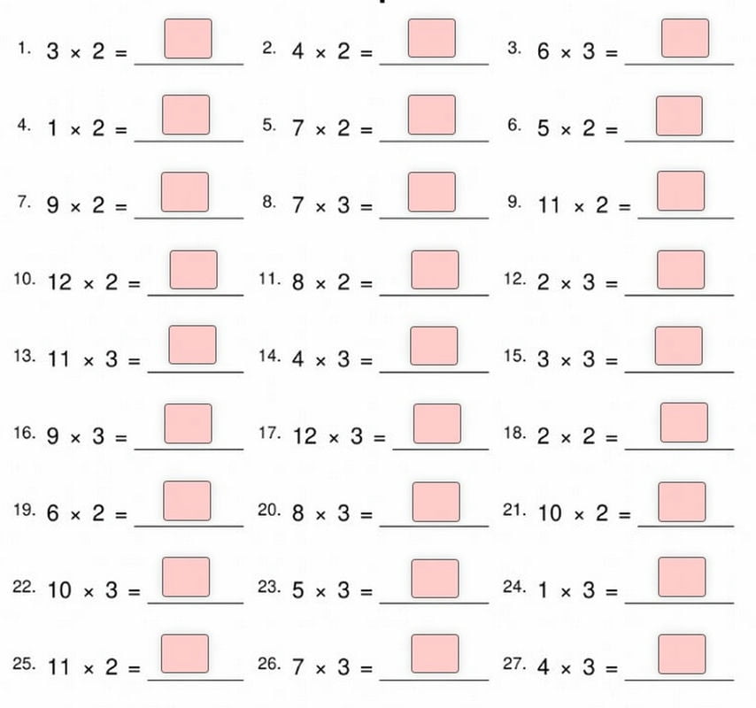 Vérifiez si vous connaissez la table de multiplication.