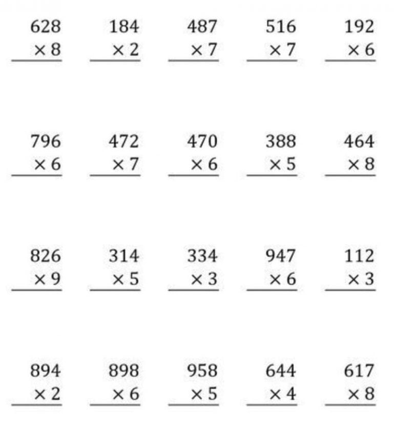 multiplicacion matematica para quinto grado