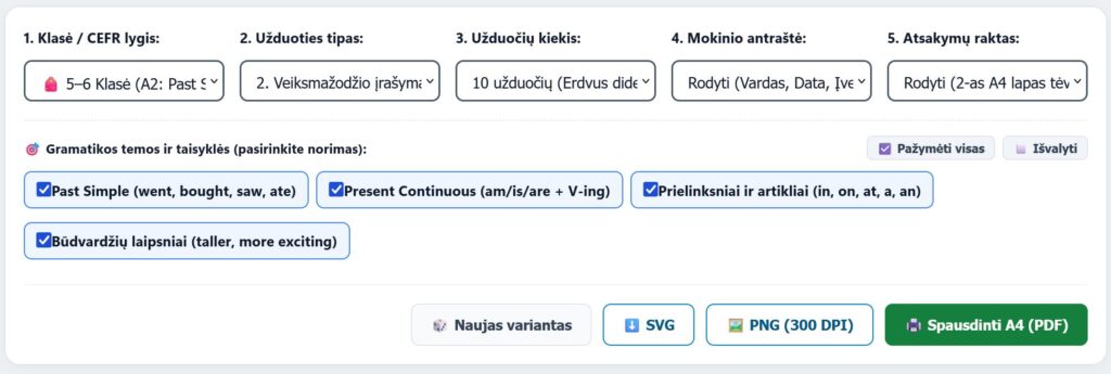 anglų kalbos užduotys
