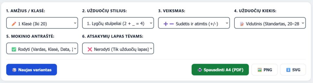matematikos uzduociu generavimas