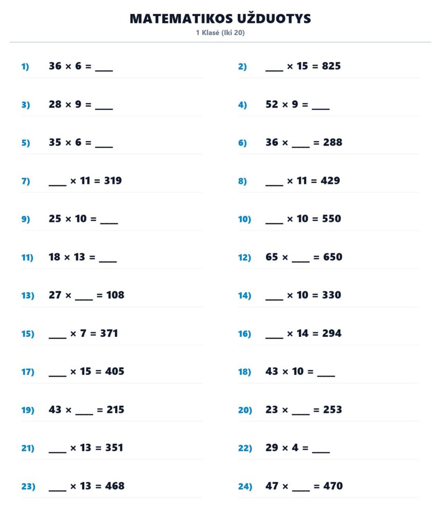 matematika daugyba