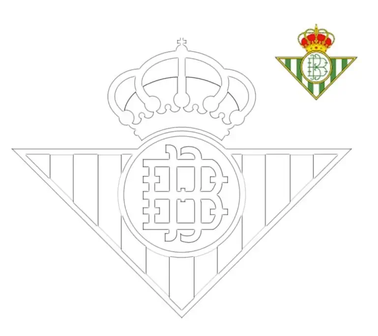 Sevilijos Real Betis Balompie herbas su karūna spalvinti