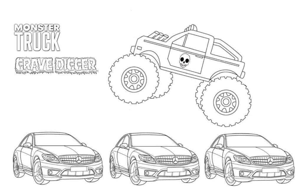 Grave digger, Monster truck racing coloring.