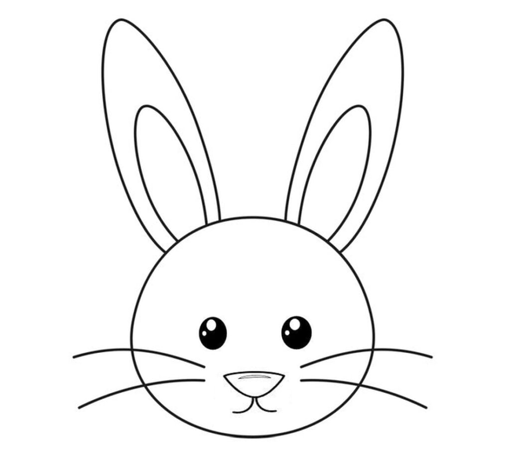 الأرنب للتلوين والرأس. رسم سهل للأطفال الصغار