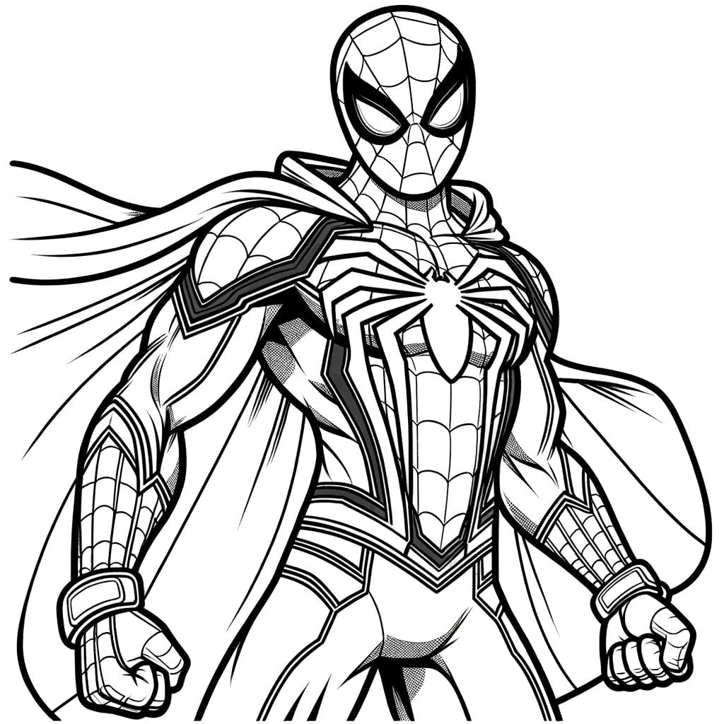 Spider-man superhjälteteckning för färgläggning