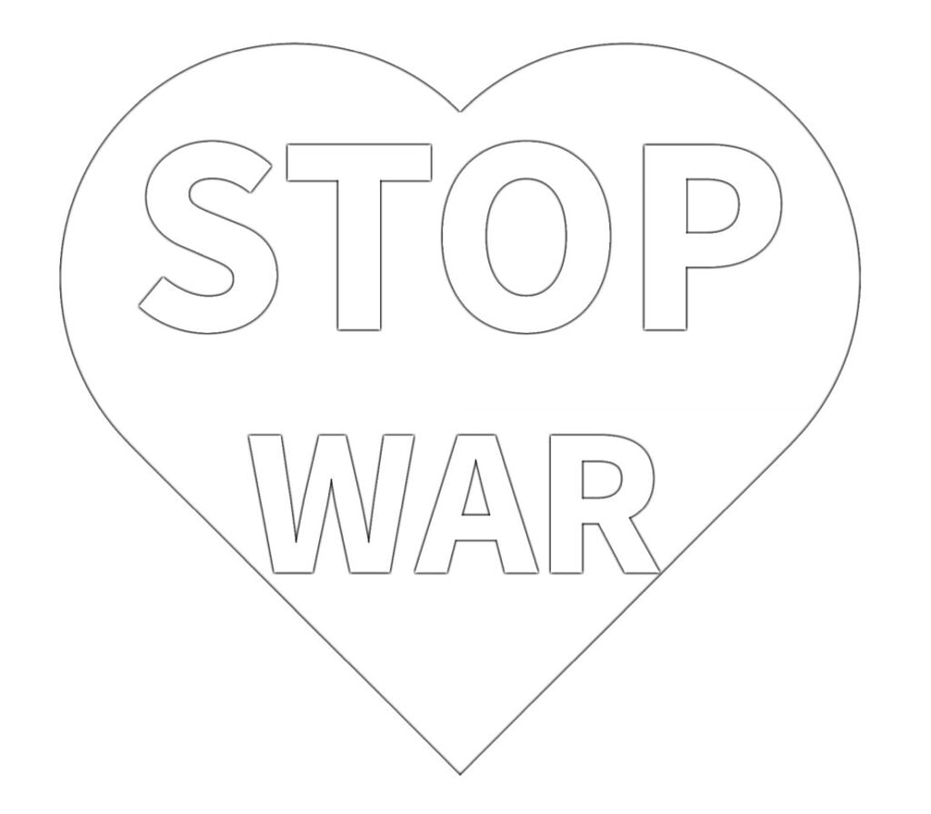 Stop war with love spalvinimui širdutė