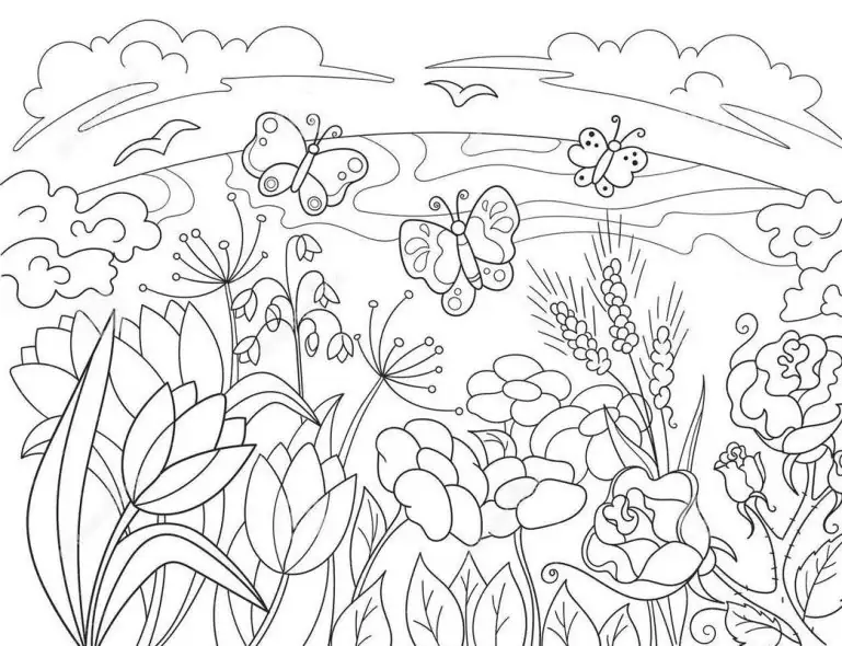 Blumenwiese Ausmalbilder