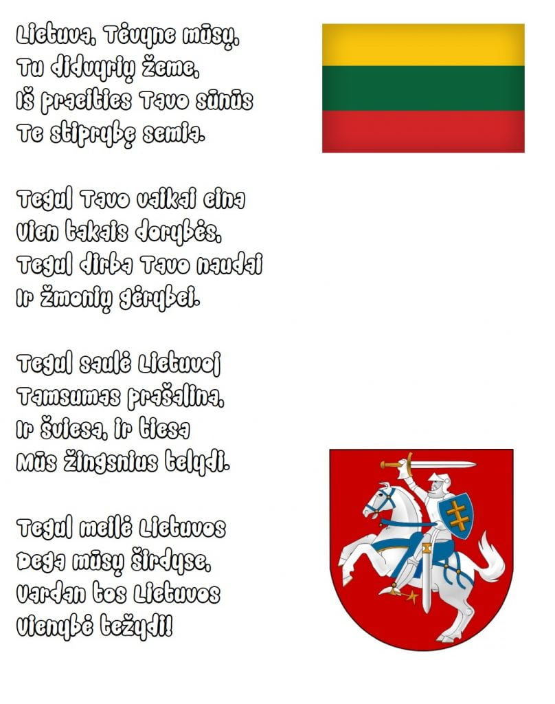 Lietuvos Himnas spalvinimui.