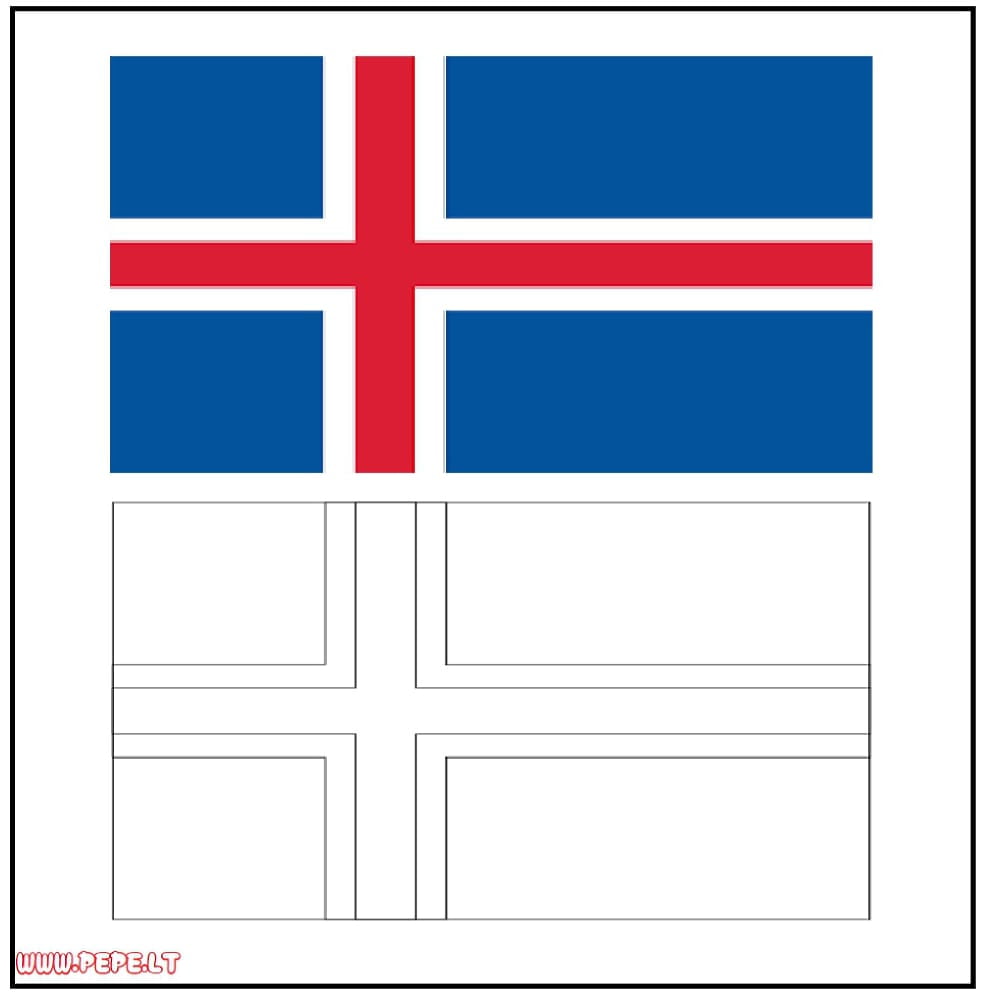 Islandijos vėliava spalvinimui