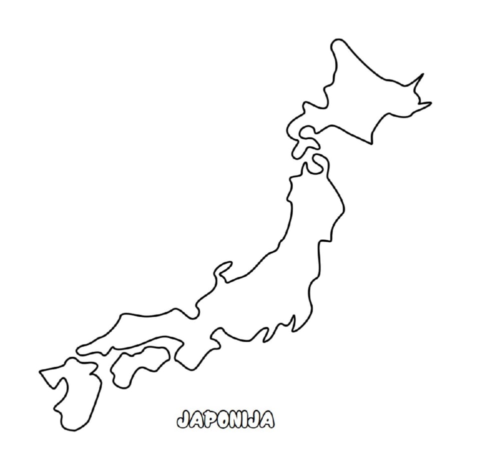 Japonija žemėlapis spalvinti