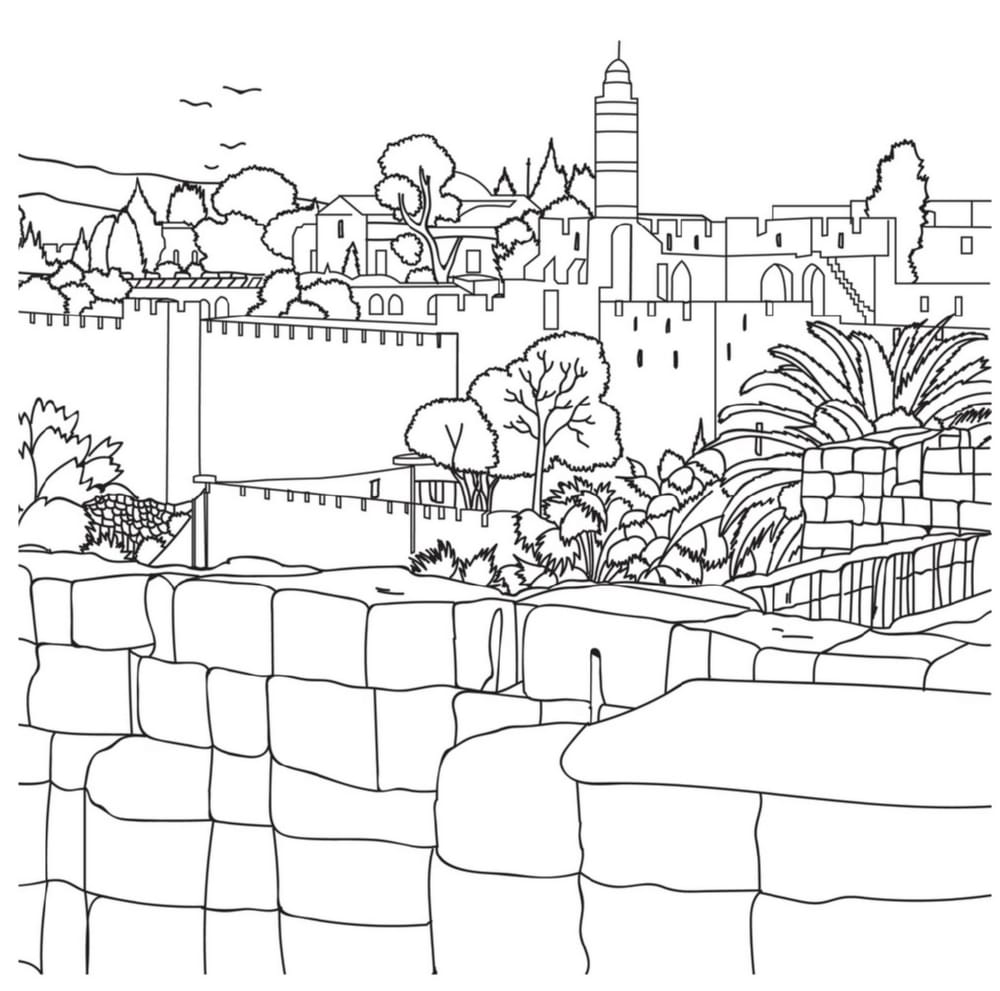 Desenho de Jerusalém Israel para colorir