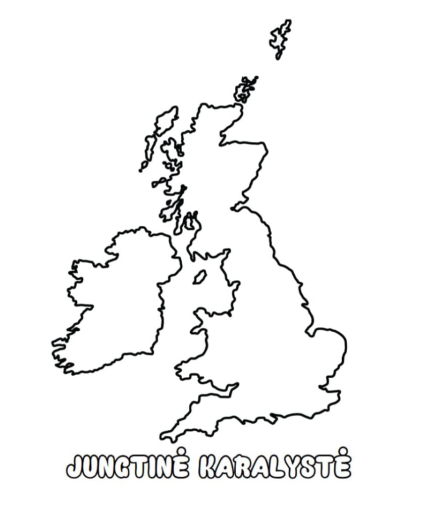 UK Jungtinė karalystė žemėlapis