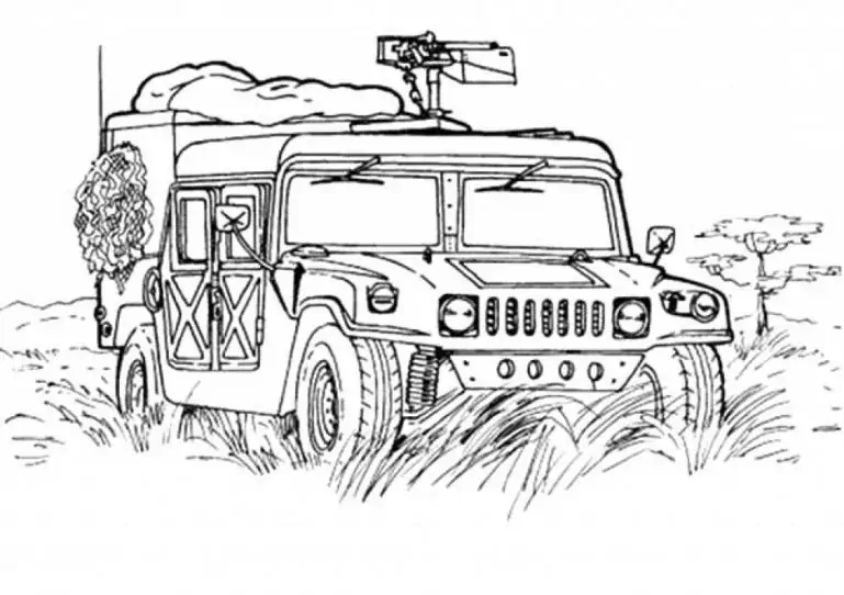 Voiture de soldat coloriage