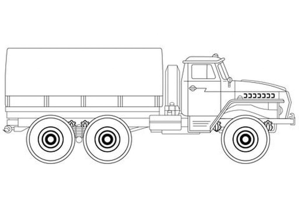 Omaľovánky vojnového nákladného auta