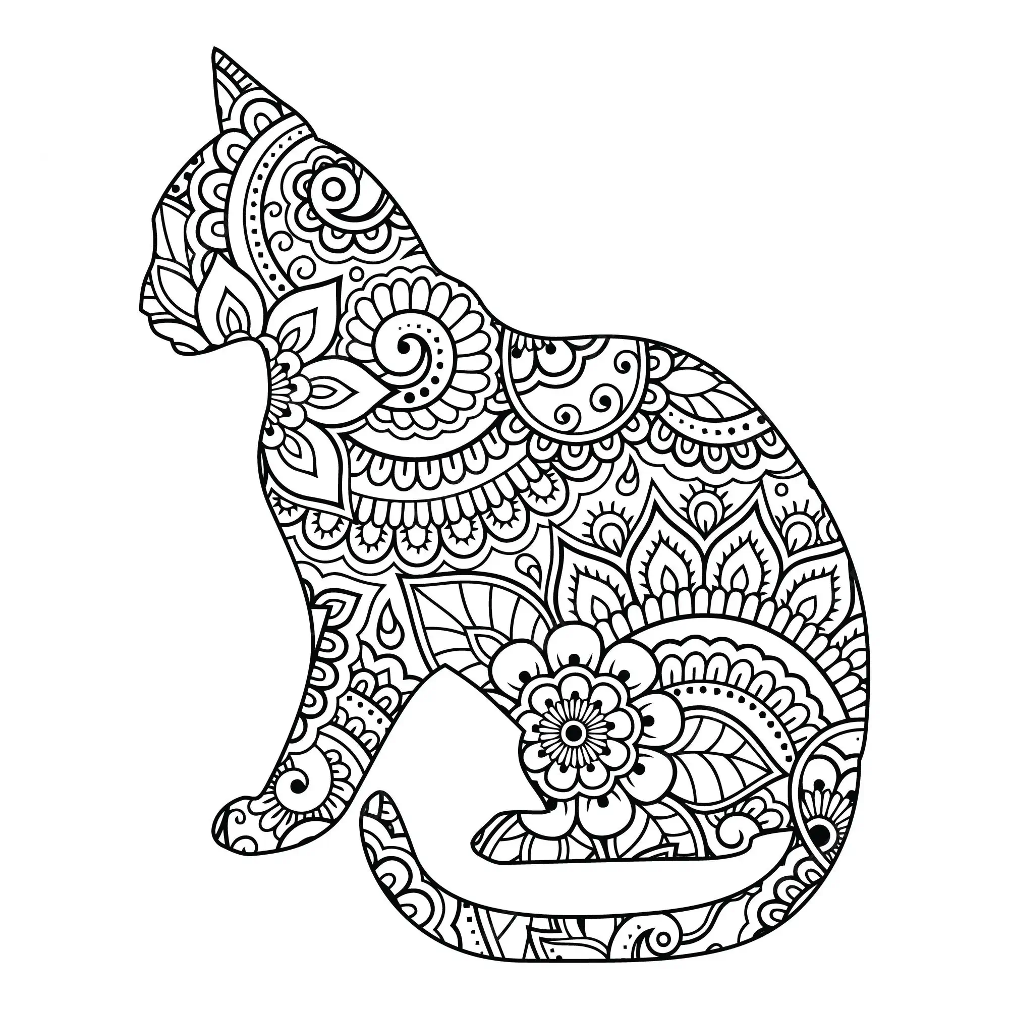 gato mandala para colorear