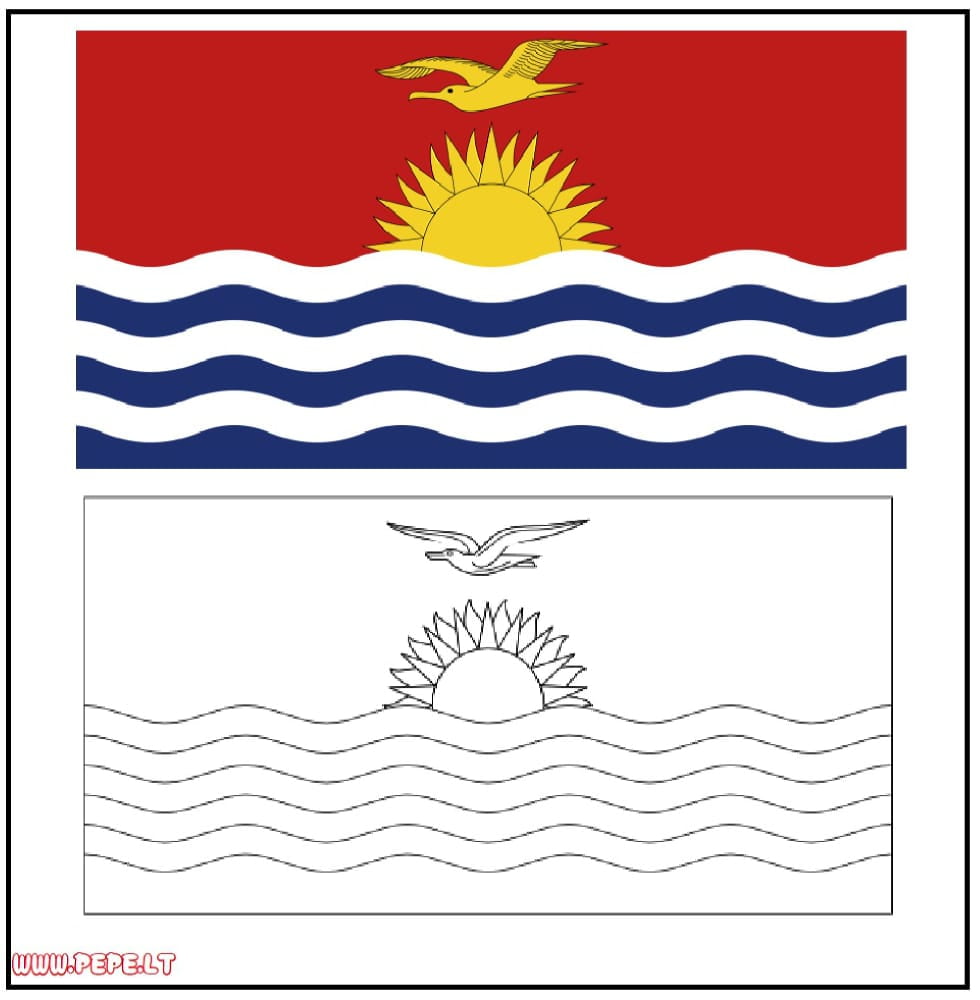 Kiribačio vėliava spalvinti
