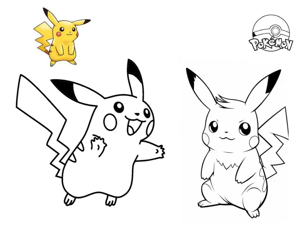 2 pikachu a színezéshez