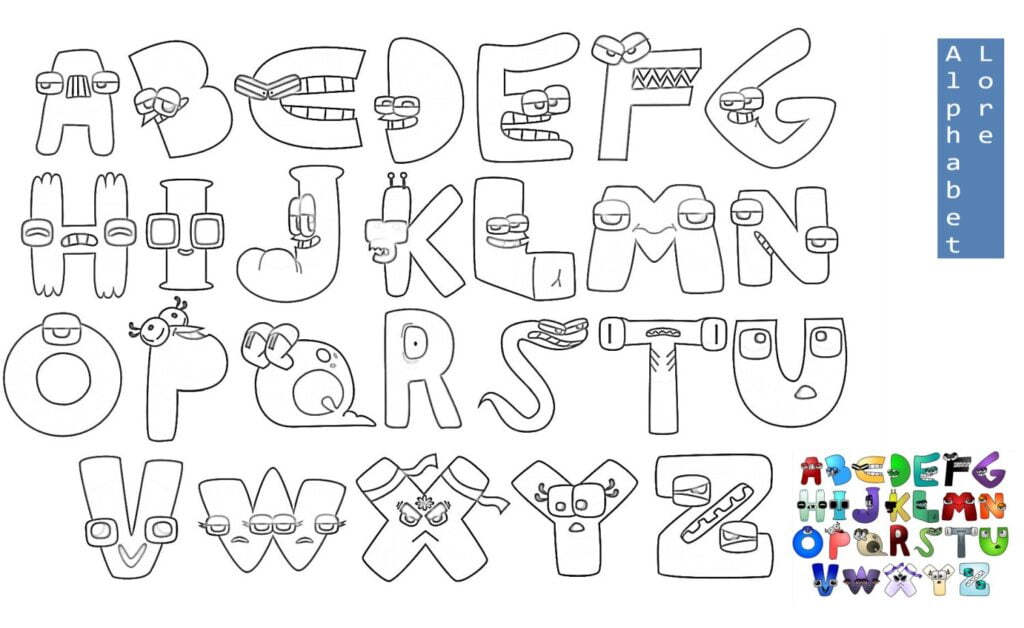 Conocimiento del alfabeto para colorear. Alfabeto LORE para niños