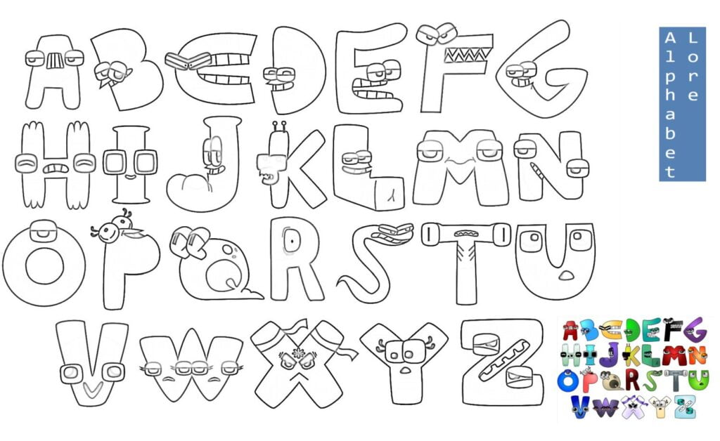 Alphabet lore para sa pangkulay. LORE alpabeto para sa mga bata