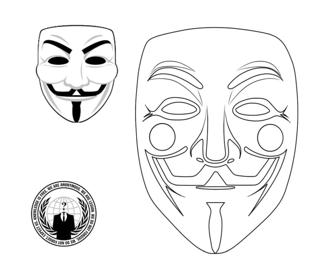 Anonymous kaukė spalvinimui, guyfox