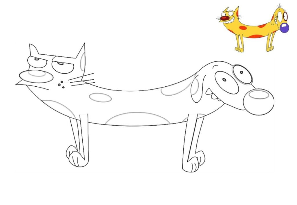 Cat-Dog om in te kleuren, catdog