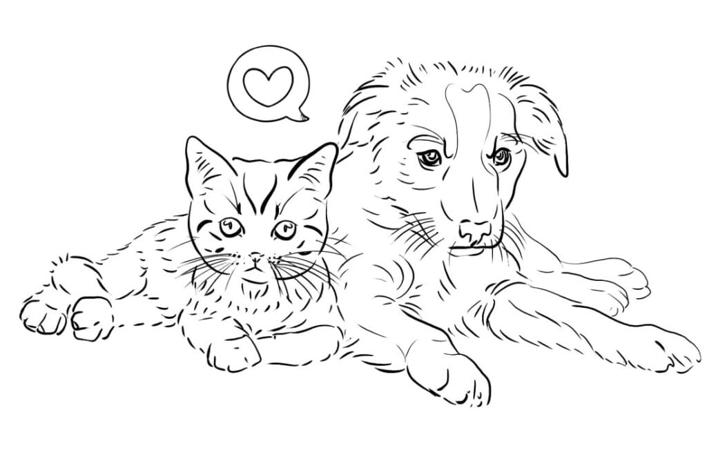 Hayvan, köpek ve kedinin boyama sevgisi
