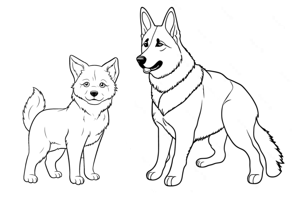 Huskies à colorier