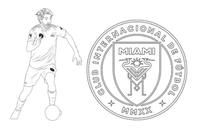 Inter Miami CF flamingai futbolo klubo logotipas spalvinti
