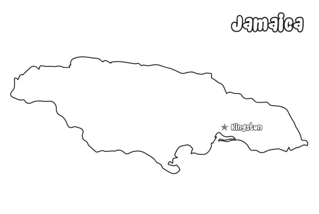Mapa Jamajky na vyfarbenie, Jamajka
