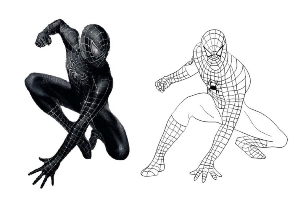 Чорний для розмальовки Людина-павук