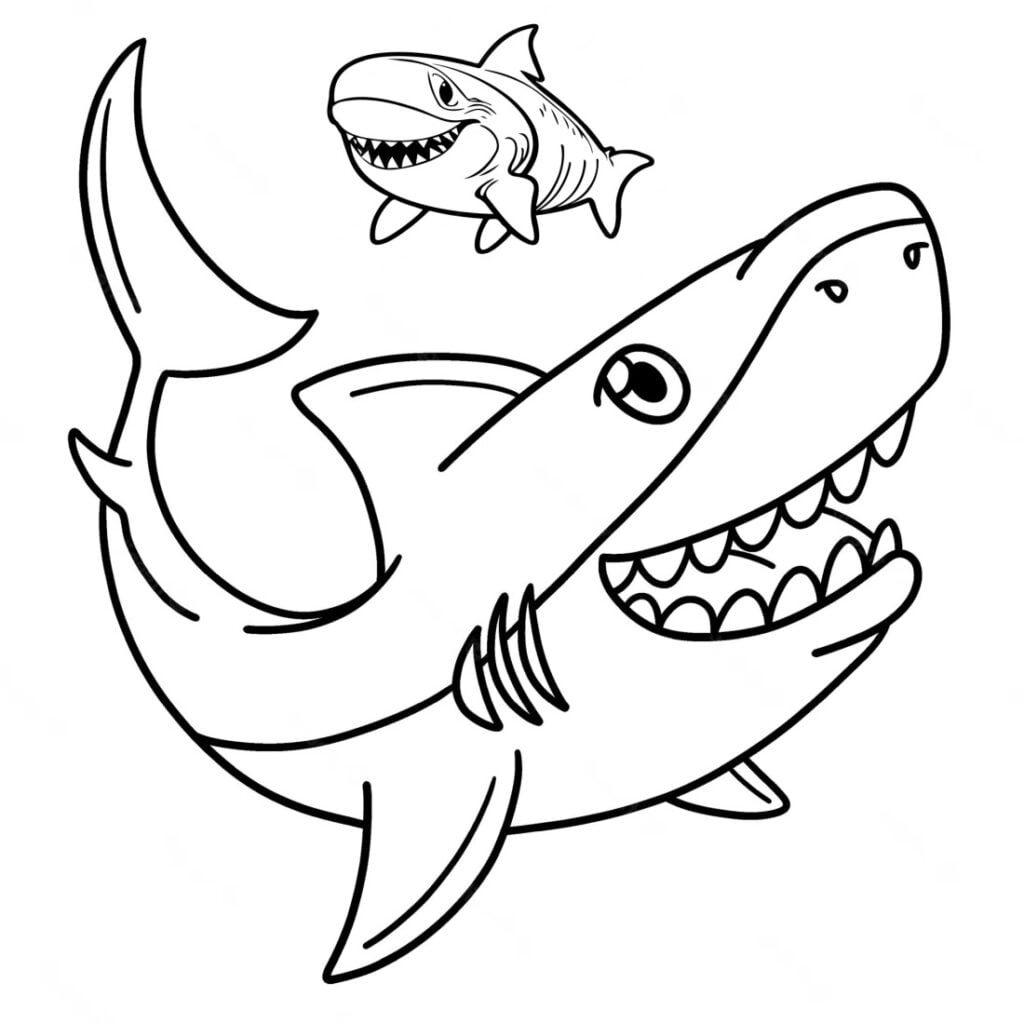 Requin mégalodon à colorier