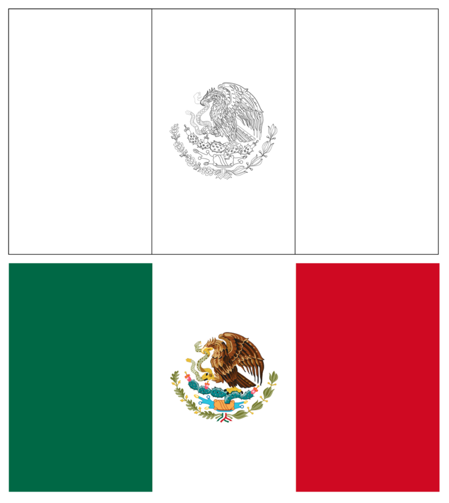 Bendera ya Mexico kwa kupaka rangi