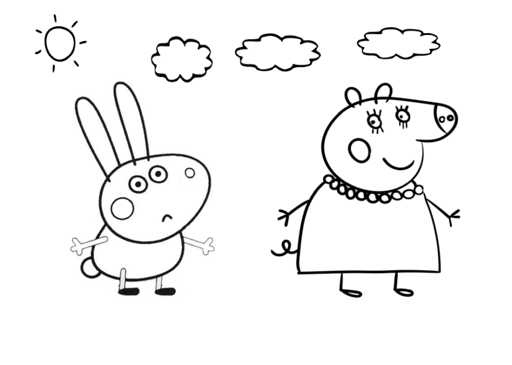 Peppa ぬり絵用ウサギ、ウッツウッツ