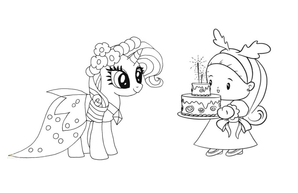 Felicitaciones, hoy es el cumpleaños del pony, delicioso pastel.