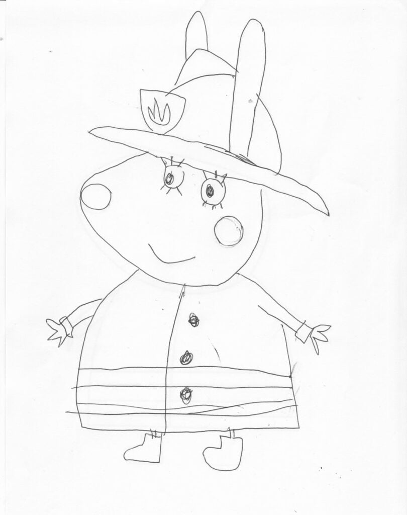 Peppa pig dibujado a mano para colorear.