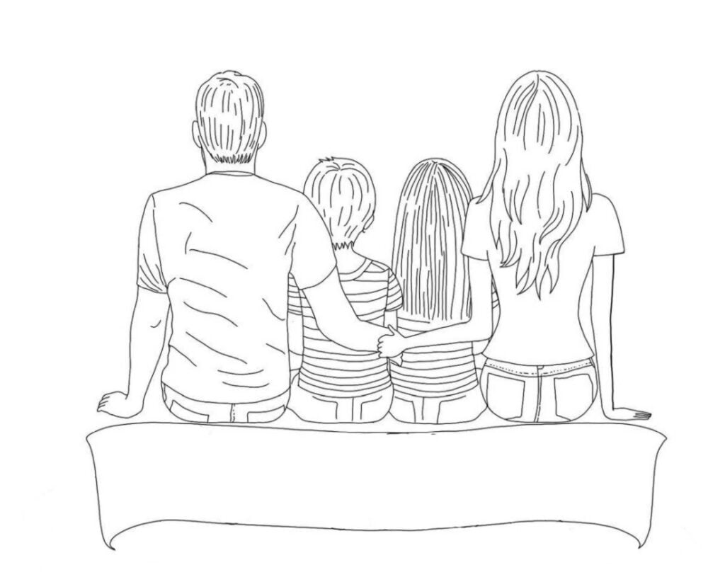 Dessin d'amour en famille