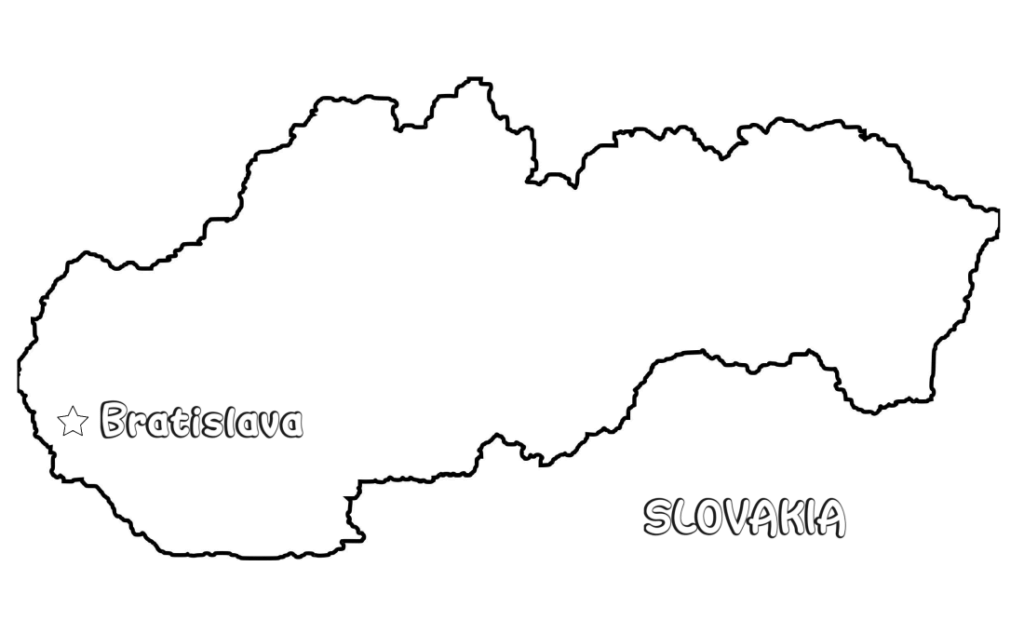 Peta Slowakia untuk mewarnai, Slowakia