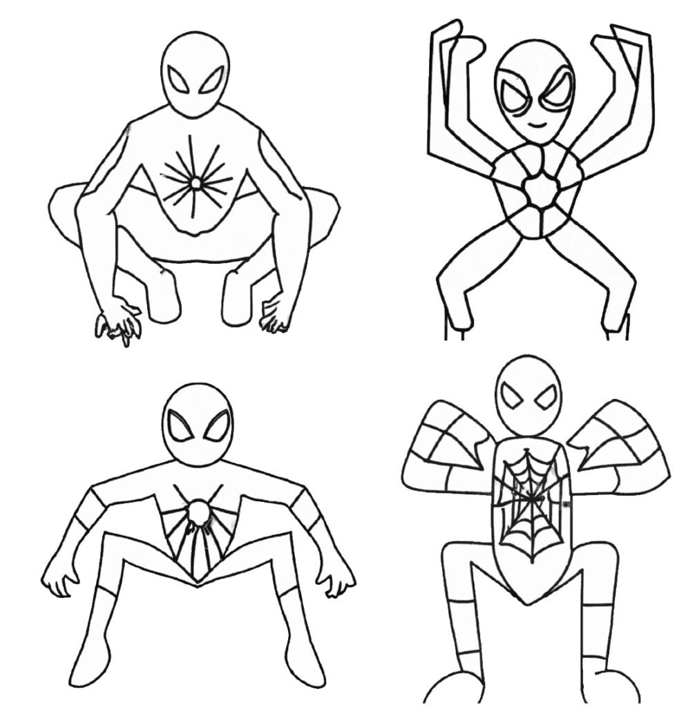 Spiderman-teckningar med tuschpenna