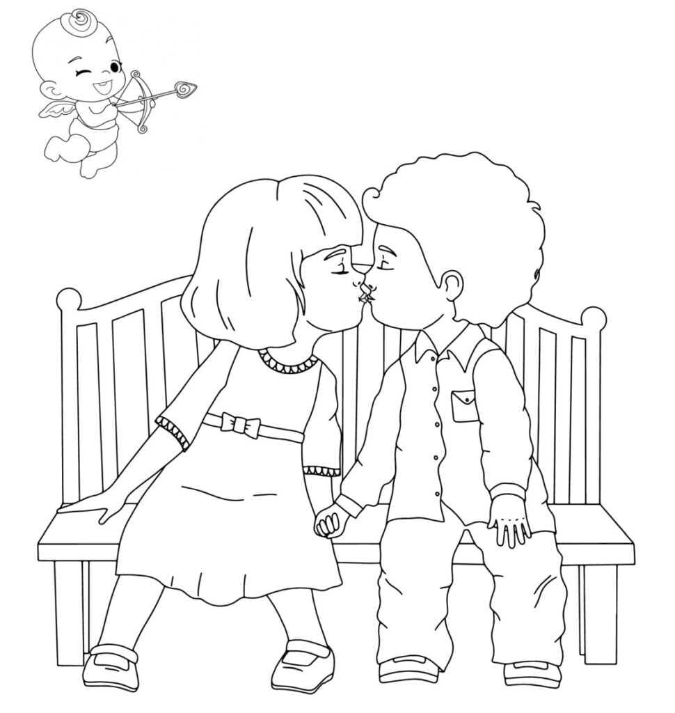 Dětská láska, kreslení k vybarvení