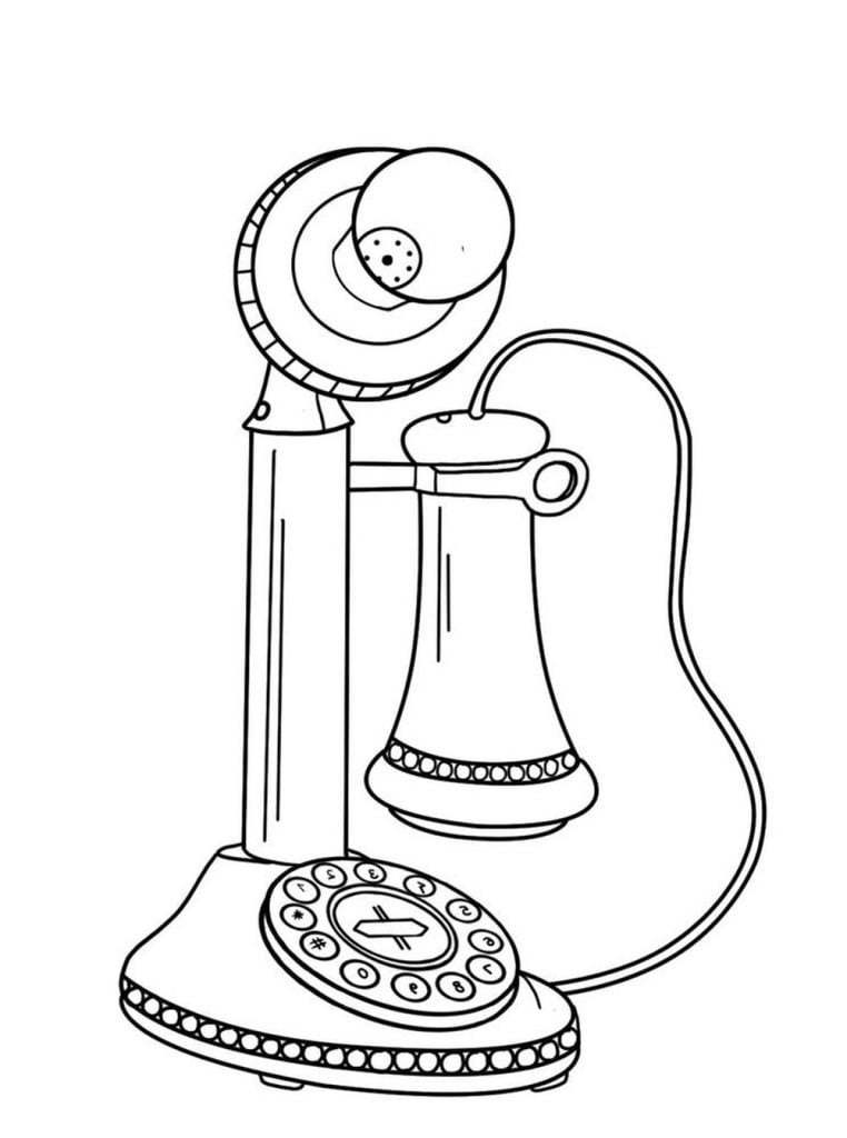 Um desenho de telefone muito, muito antigo para colorir