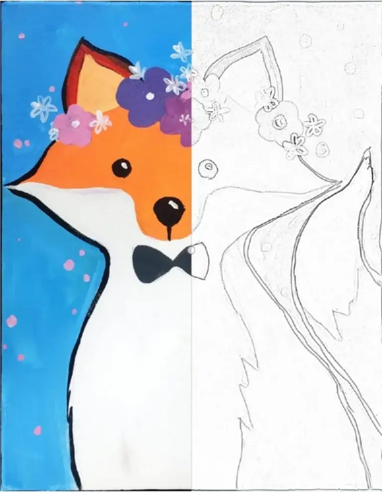 Pagkolor sa drowing sa usa ka fox